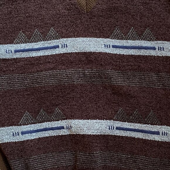Vintage Chenille Striped Western Sweater Vest Academia 70s Aztec Tribal Sz S - Picture 2 of 8
